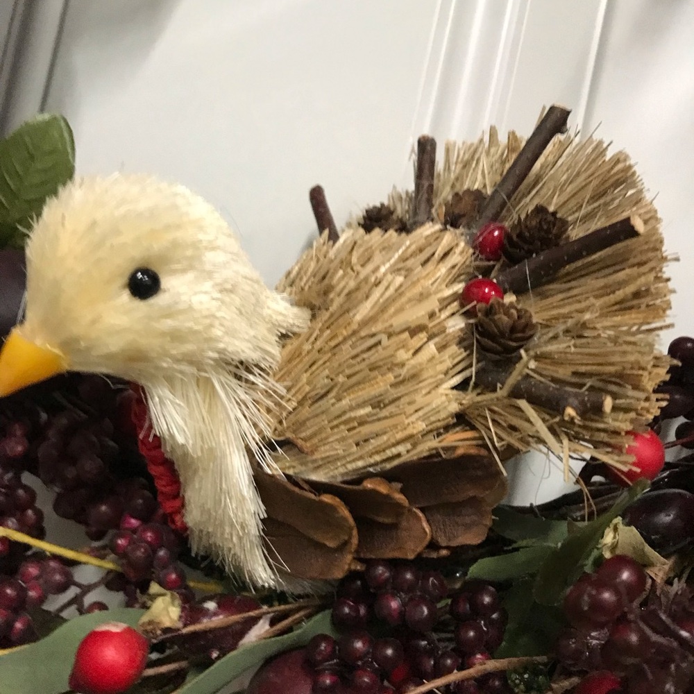 Harvest fruit wood turkey wreath